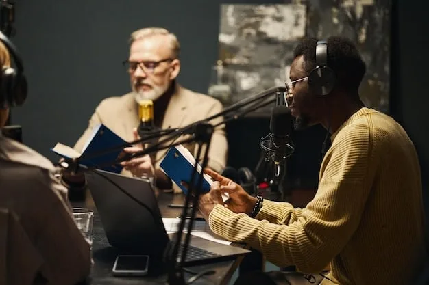A diverse group of emerging musicians collaborating in a recording studio, surrounded by instruments and sound equipment, looking inspired and focused on their creative process.