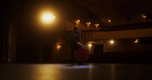 An artist on stage, bathed in warm spotlights, performing passionately to a captivated audience in a dimly lit, intimate music venue.