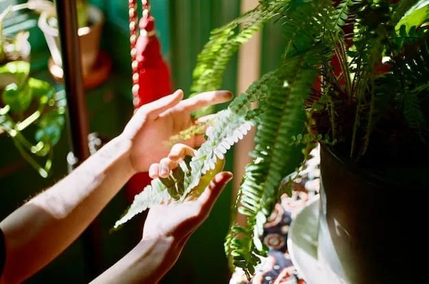 A close-up shot of hands carefully tending to a small garden, showcasing the connection between slow living and sustainable practices.