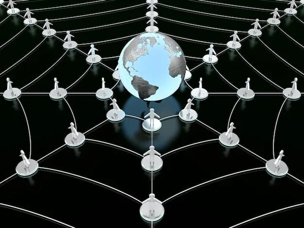 A digital illustration depicting a global network of interconnected nodes, each representing individual users and content creators. These nodes are linked by glowing lines, symbolizing decentralized content distribution and peer-to-peer interactions. The background features a blurred cityscape, emphasizing the real-world impact of digital decentralization.