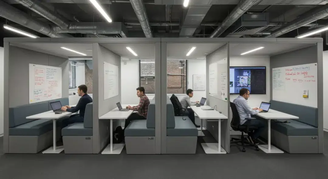 Flexible urban workspace with modular furniture