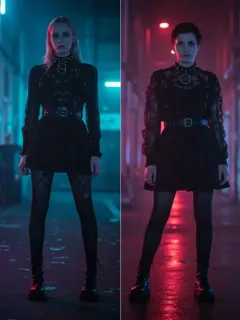 Emerging goth fashion styles in a US urban underground setting, reflecting future trends