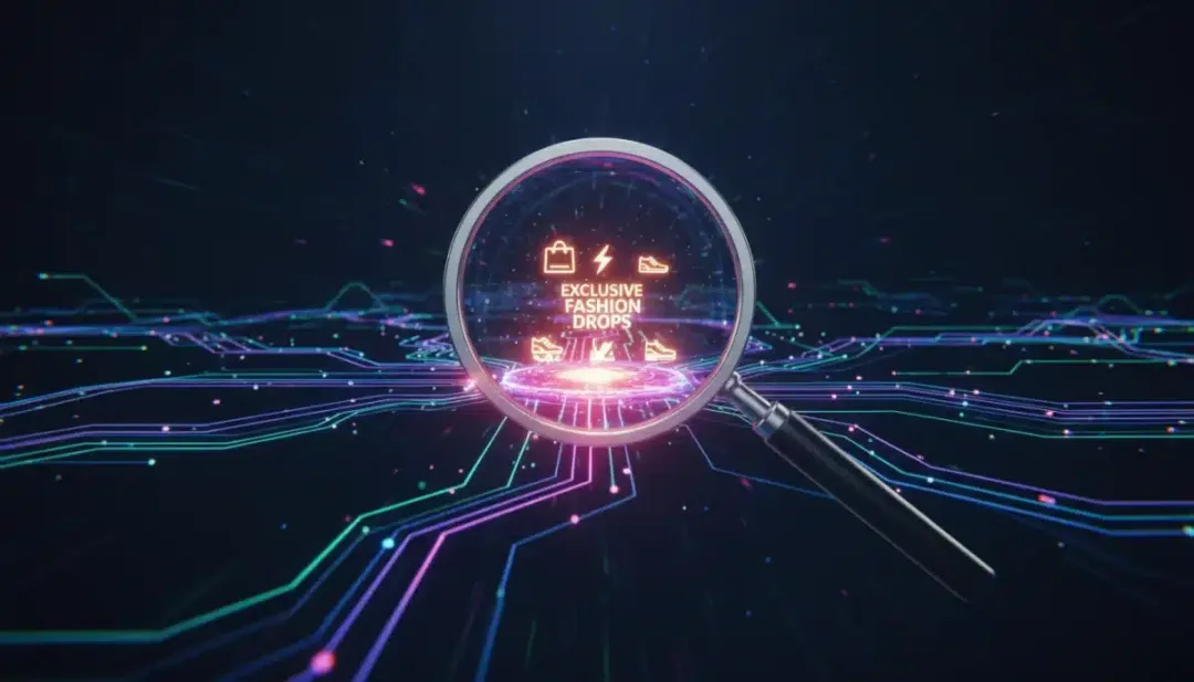 Digital network symbolizing online communities and fashion drop research