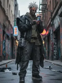 Stylishly dressed person exploring urban fashion scene for exclusive drops