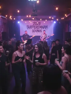 Diverse crowd at an authentic underground subculture event 2026