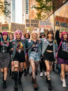 Alternative fashion activists advocating for social change in a US city