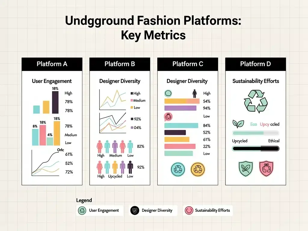 Data comparison of underground fashion platforms metrics