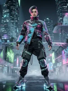 Futuristic digital avatar in underground metaverse fashion
