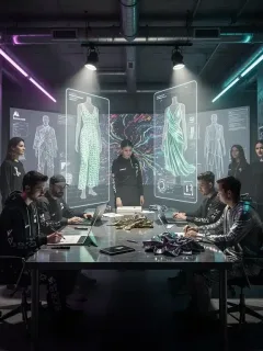 AI transforming underground fashion design studio with digital tools