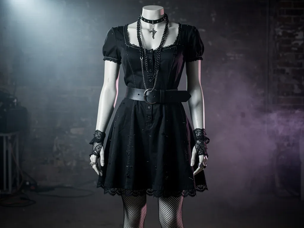 Mannequin displaying a budget-friendly DIY Trad-Goth outfit