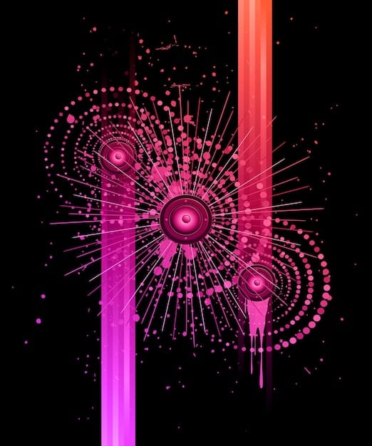 A digital art piece displaying abstract sound waves and geometric shapes in vivid neon colors, symbolizing the fusion of sounds in experimental bass music.