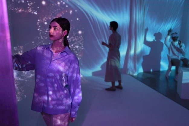 A digital illustration of goth-inspired avatars interacting in a virtual reality environment. The avatars are dressed in various goth styles, and the environment is a dark and surreal landscape.