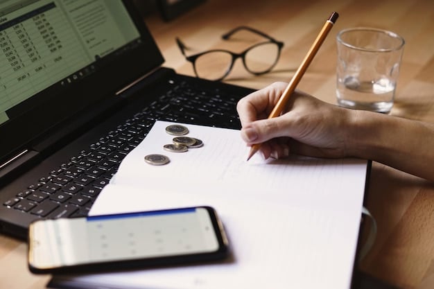 A close-up shot of an artist meticulously tracking their expenses in a ledger, highlighting the importance of financial record-keeping for claiming tax credits.