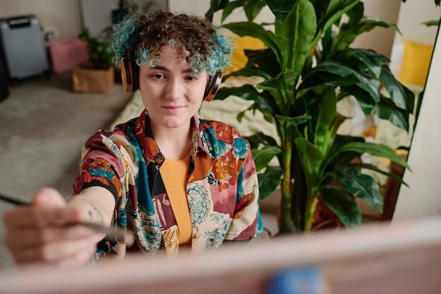 An emerging artist participating in a live online critique session, presenting their artwork to a panel of established artists and critics, receiving constructive feedback and advice in real-time.