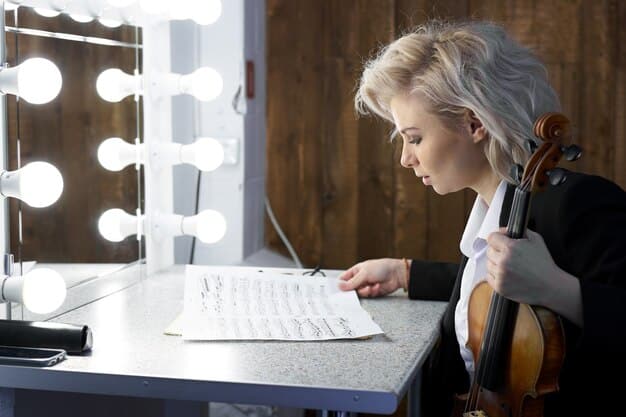 A lawyer reviewing a music contract with an emerging artist, highlighting specific clauses related to streaming royalties. The scene conveys a sense of professionalism, caution, and the importance of seeking legal advice.