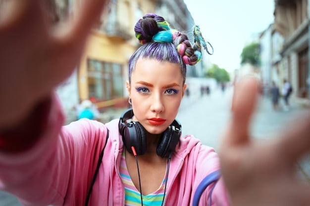 A micro-influencer wearing unique clothing from an underground fashion brand, posing in a vibrant urban alleyway, with a focus on showcasing the brand's aesthetic and engaging with their audience on social media.