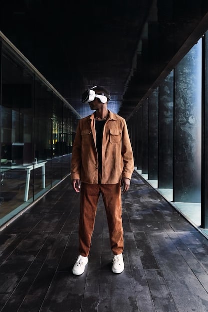 A person wearing a techwear outfit with multiple pockets, straps, and reflective elements, standing in a dimly lit alleyway with neon signs in the background. The outfit combines functionality with a futuristic, urban aesthetic.