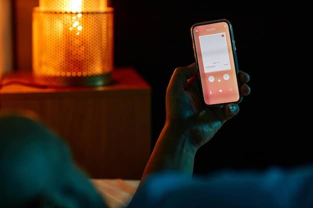 A close-up shot of a hand holding a glowing smartphone displaying a music NFT marketplace interface, with various unique album art NFTs and digital tokens on display, indicating sales and transactions.