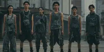 Diverse individuals showcasing ethical underground fashion in an urban setting, featuring sustainable materials and unique designs.