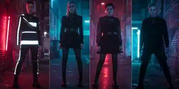 Emerging goth fashion styles in a US urban underground setting, reflecting future trends