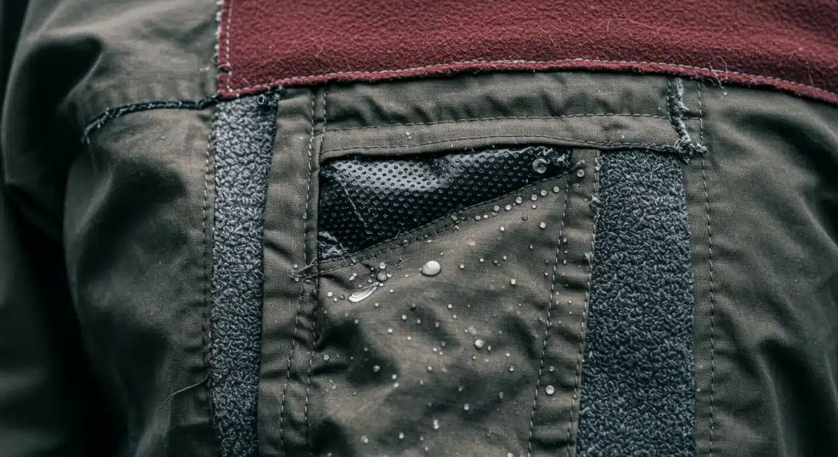 Detail of upcycled techwear fabric innovation