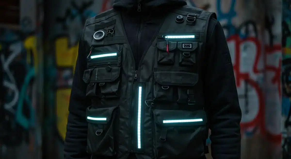 Smart utility vest with LED integration for underground fashion