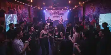 Diverse crowd at an authentic underground subculture event 2026