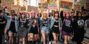 Alternative fashion activists advocating for social change in a US city
