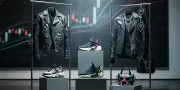 Avant-garde underground fashion collectibles displayed in a modern gallery, representing investment potential amidst economic shifts.