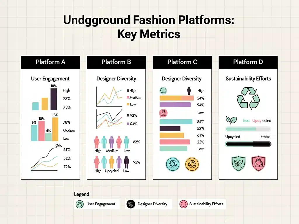 Data comparison of underground fashion platforms metrics