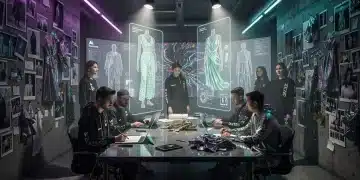 AI transforming underground fashion design studio with digital tools