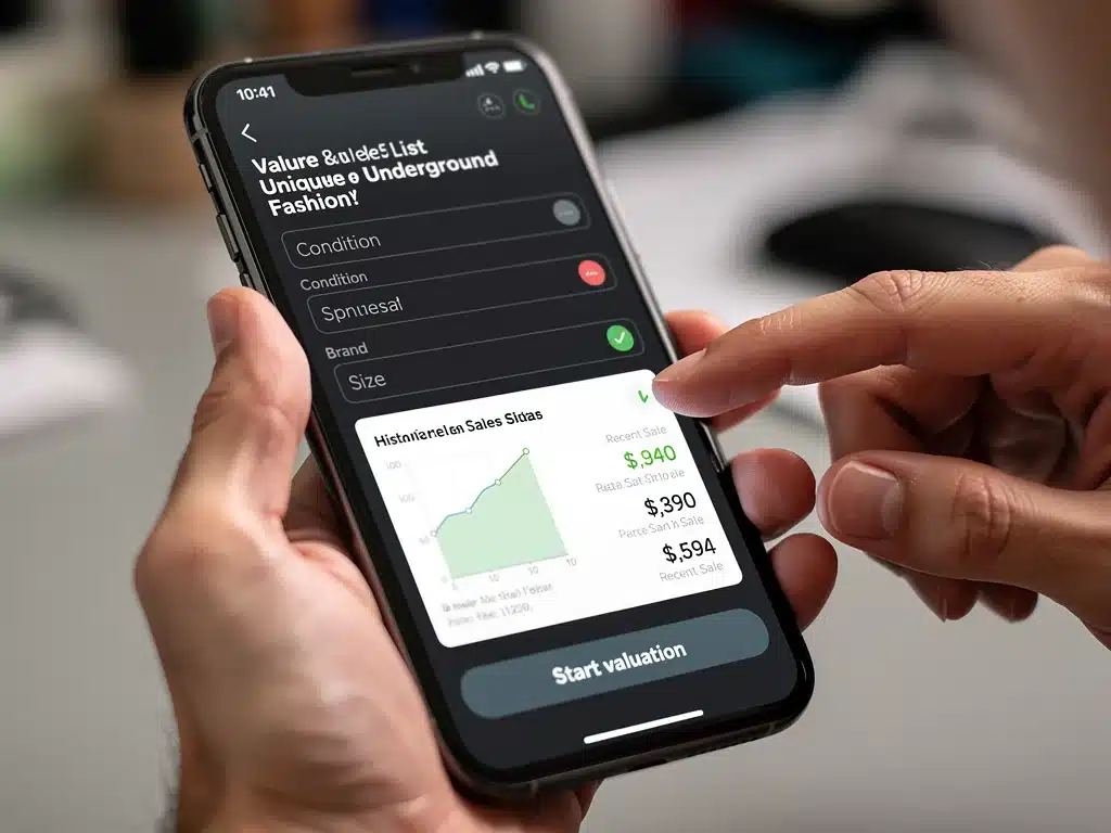 Digital valuation tool for underground fashion items on a smartphone