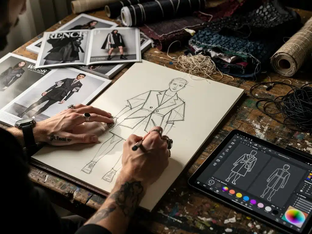 Fashion Designer Sketching Unique Underground Garments