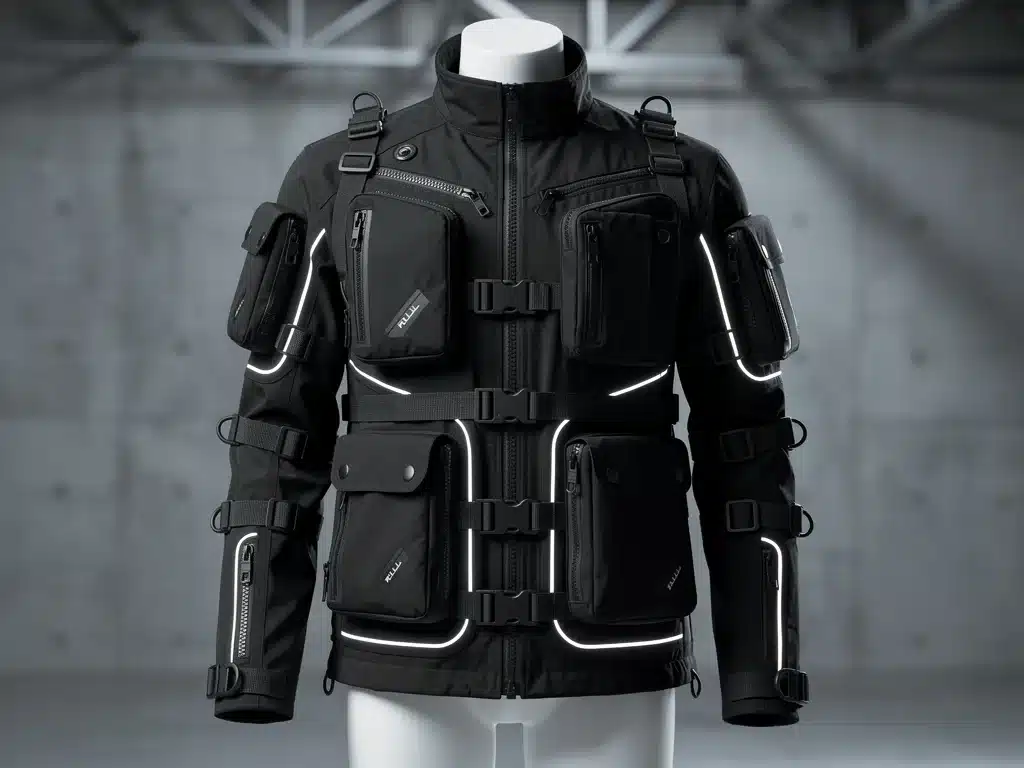 Functional techwear jacket design urban performance